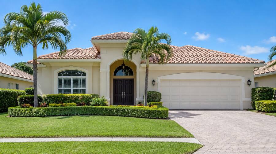 Well-kept single-family home in South Florida on a clear day.